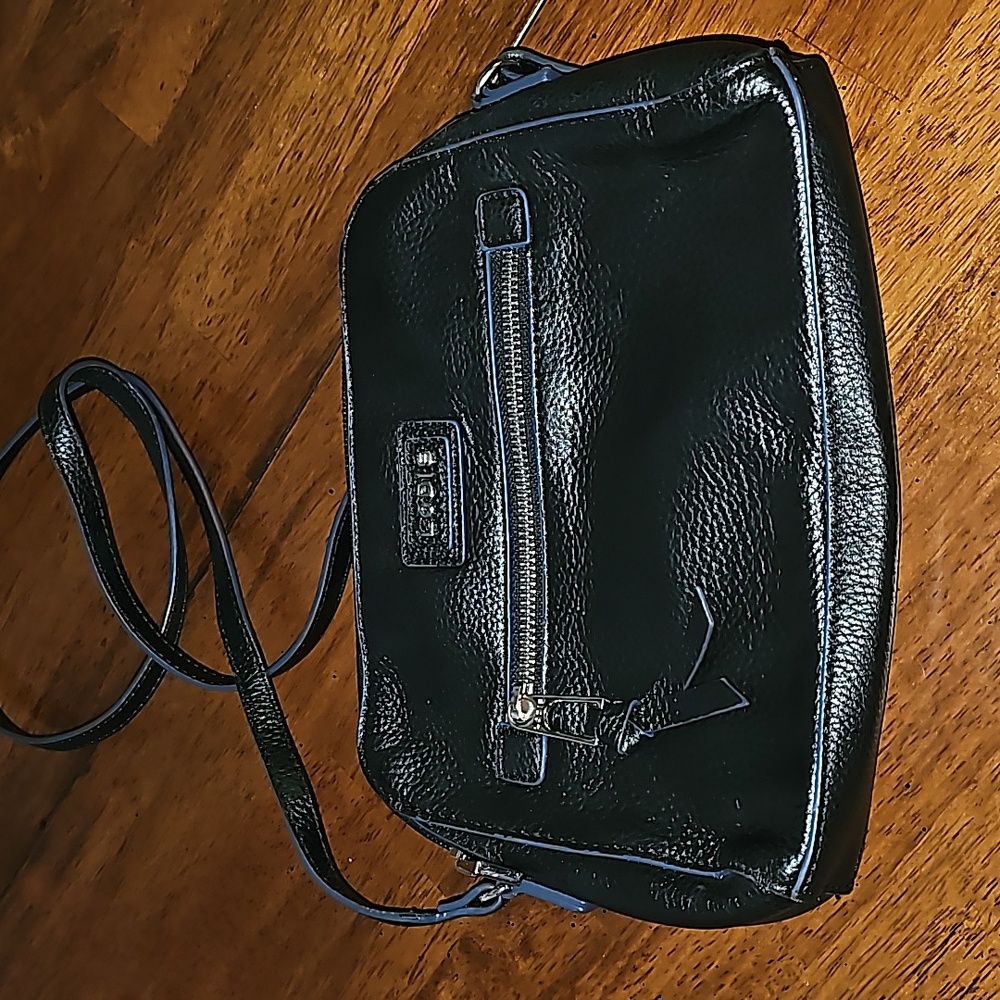 Lodos black leather crossbody bag
